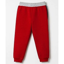 Babyhug 100% Cotton Knit Full Sleeves Text Embroidered & Printed T-Shirt & Jogger Set - Red & Grey