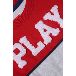 Babyhug 100% Cotton Knit Full Sleeves Text Embroidered & Printed T-Shirt & Jogger Set - Red & Grey