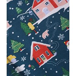 Babyhug 100% Cotton Knit Full Sleeves Christmas Theme Printed T-Shirt & Jogger Set - Dark Green