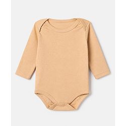 Babyhug 100% Cotton Interlock Knit Solid Onesies with Full Sleeves Pack of 3 - Sea Green, Tan & Navy Blue