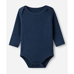 Babyhug 100% Cotton Interlock Knit Solid Onesies with Full Sleeves Pack of 3 - Sea Green, Tan & Navy Blue