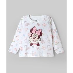 Babyhug Disney Single Jersey Knit Full Sleeves T-Shirt & Pyjama Night Suit with Minnie Mouse & Marie Print Pack of 2 - Pink  & White