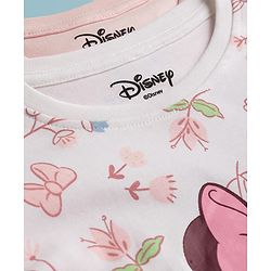 Babyhug Disney Single Jersey Knit Full Sleeves T-Shirt & Pyjama Night Suit with Minnie Mouse & Marie Print Pack of 2 - Pink  & White