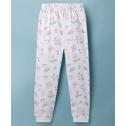 Babyhug Disney Single Jersey Knit Full Sleeves T-Shirt & Pyjama Night Suit with Minnie Mouse & Marie Print Pack of 2 - Pink  & White