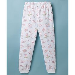 Babyhug Disney Single Jersey Knit Full Sleeves T-Shirt & Pyjama Night Suit with Minnie Mouse & Marie Print Pack of 2 - Pink  & White