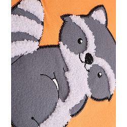 Babyhug 100% Cotton Knit Full Sleeves T-Shirt With Cat Embroidery & Joggers - Orange & Beige