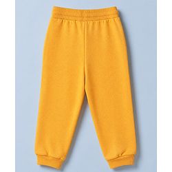 Babyhug 100% Cotton Terry Knit Full Sleeves T-Shirt & Joggers Set With Tiger Print - White & Light Orange