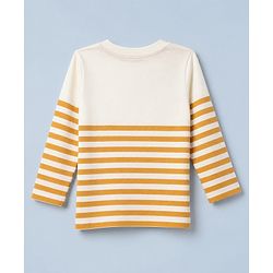 Babyhug 100% Cotton Terry Knit Full Sleeves T-Shirt & Joggers Set With Tiger Print - White & Light Orange