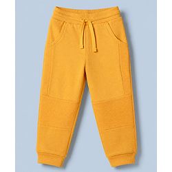 Babyhug 100% Cotton Terry Knit Full Sleeves T-Shirt & Joggers Set With Tiger Print - White & Light Orange