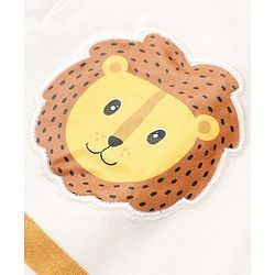 Babyhug 100% Cotton Terry Knit Full Sleeves T-Shirt & Joggers Set With Tiger Print - White & Light Orange