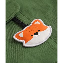 Babyhug 100% Cotton Terry Knit Full Sleeves T-Shirt & Joggers Set With Text Print & Fox Patch - Green