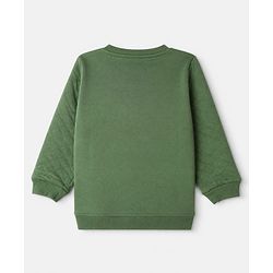 Babyhug 100% Cotton Terry Knit Full Sleeves T-Shirt & Joggers Set With Text Print & Fox Patch - Green