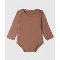 Babyhug 100% Cotton Interlock Knit Solid Onesies with Full Sleeves Pack of 5 - Rust Orange, Cream, Light Green, Brown & Light Brown