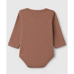 Babyhug 100% Cotton Interlock Knit Solid Onesies with Full Sleeves Pack of 5 - Rust Orange, Cream, Light Green, Brown & Light Brown