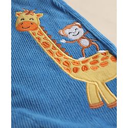 Babyhug 100% Cotton Single Jersey Knit Half Sleeves Dungaree With Animal Printed Inner Tee - White