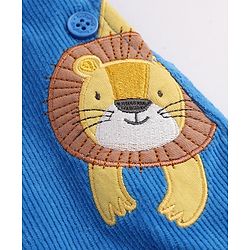 Babyhug 100% Cotton Single Jersey Knit Half Sleeves Dungaree With Inner Animal Printed Tee - White