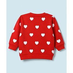 Babyhug Heavy Gauge 100% Cotton Terry Knit Full Sleeves Sweatshirts With Hearts and Cute Text Print Pack of 2 - Red & Beige
