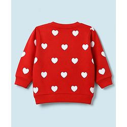 Babyhug Heavy Gauge 100% Cotton Terry Knit Full Sleeves Sweatshirts With Hearts and Cute Text Print Pack of 2 - Red & Beige