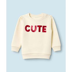 Babyhug Heavy Gauge 100% Cotton Terry Knit Full Sleeves Sweatshirts With Hearts and Cute Text Print Pack of 2 - Red & Beige