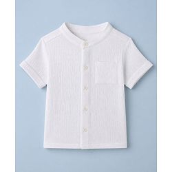 Babyhug 100% Cotton Woven Half Sleeves Shirt and Shorts Set with Suspender - White