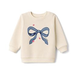 Babyhug 100% Cotton Terry Knit Full Sleeves Sweatshirts with Hearts and Bow Print Pack of 2 - Navy & White