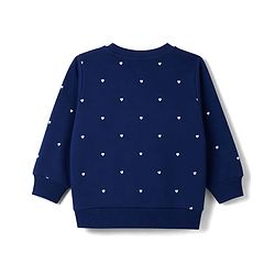 Babyhug 100% Cotton Terry Knit Full Sleeves Sweatshirts with Hearts and Bow Print Pack of 2 - Navy & White