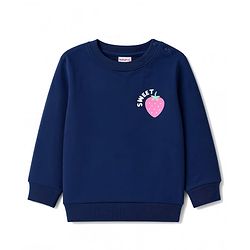 Babyhug Heavy Gauge 100% Cotton Terry Knit Full Sleeves Sweatshirt with Bow & Strawberry Print Pack of 2 - Dark Pink & Navy