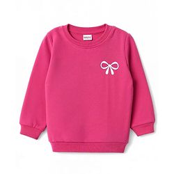 Babyhug Heavy Gauge 100% Cotton Terry Knit Full Sleeves Sweatshirt with Bow & Strawberry Print Pack of 2 - Dark Pink & Navy