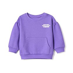 Babyhug 100% Cotton Terry Knit Heavy Gauge Full Sleeves Bear & Text Printed Sweatshirt at Front & Back - Purple