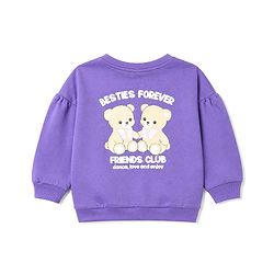 Babyhug 100% Cotton Terry Knit Heavy Gauge Full Sleeves Bear & Text Printed Sweatshirt at Front & Back - Purple