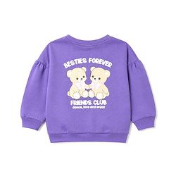 Babyhug 100% Cotton Terry Knit Heavy Gauge Full Sleeves Bear & Text Printed Sweatshirt at Front & Back - Purple