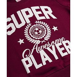 Babyhug 100% Cotton Terry Knit Full Sleeves Sweatshirt with Super Player Print - Wine