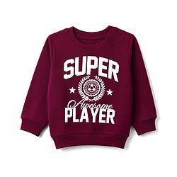 Babyhug 100% Cotton Terry Knit Full Sleeves Sweatshirt with Super Player Print - Wine