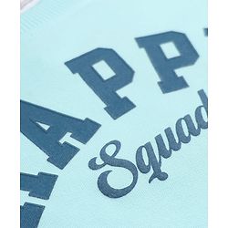 Babyhug 100% Cotton Terry Knit Sweatshirt with Full Sleeves and Happy Squad Print - Light Blue
