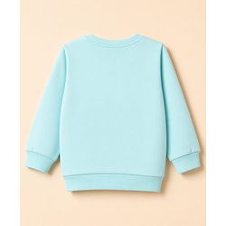 Babyhug 100% Cotton Terry Knit Sweatshirt with Full Sleeves and Happy Squad Print - Light Blue
