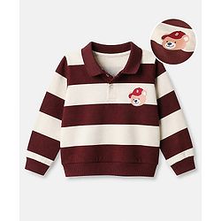 Babyhug 100% Cotton Terry Knit Full Sleeves Heavy Gauge Sweatshirt With Bear Applique - Maroon