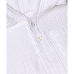 Babyhug 100% Cotton Woven Half Sleeves Hooded T-Shirt and Shorts Set - White