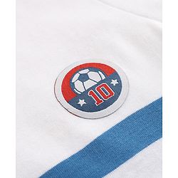 Babyhug 100% Cotton Knit Half Sleeves Striped Shirt & Shorts Set With Soccer Ball Patch - White