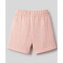 Babyhug 100% Cotton Woven Half Sleeves T-Shirt and Shorts with Bear Applique in Pink