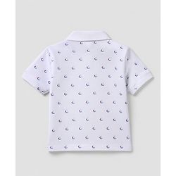 Babyhug 100% Cotton Single Jersey Knit Half Sleeves T-Shirt and Shorts Set With Boat Print - Blue & White