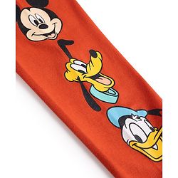 Babyhug Disney 100% Cotton Knit Full Sleeves T-Shirt & Joggers Set With Mickey Mouse Graphics - Red & Navy Blue