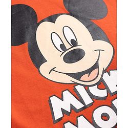 Babyhug Disney 100% Cotton Knit Full Sleeves T-Shirt & Joggers Set With Mickey Mouse Graphics - Red & Navy Blue