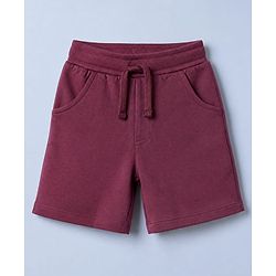 Babyhug 100% Cotton Knit Half Sleeves Striped T-Shirt and Shorts Set - Pink & Maroon