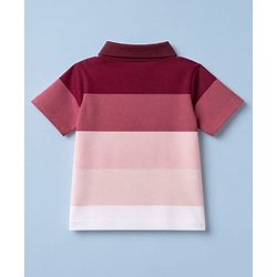 Babyhug 100% Cotton Knit Half Sleeves Striped T-Shirt and Shorts Set - Pink & Maroon