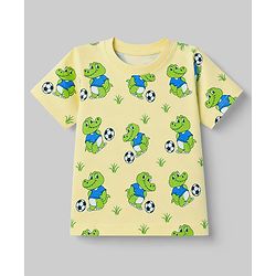Babyhug 100% Cotton Single Jersey Knit Crocodile Printed T-Shirt & Shorts Set - Yellow