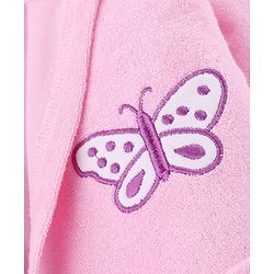 Babyhug Knit Terry Full Sleeves Bath Robe With Butterfly Embroidery - Pink