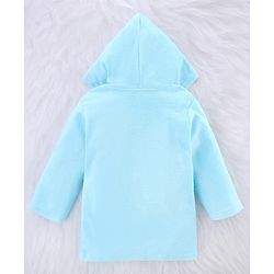 Babyhug Knit Terry Full Sleeves Bath Robe With Teddy Bear Embroidery - Light Blue