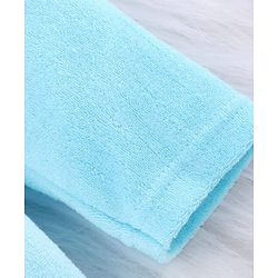 Babyhug Knit Terry Full Sleeves Bath Robe With Teddy Bear Embroidery - Light Blue