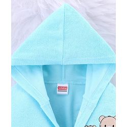Babyhug Knit Terry Full Sleeves Bath Robe With Teddy Bear Embroidery - Light Blue