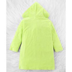 Babyhug Terry Knit Full Sleeves Hooded Bath Robe with Bear Face Patch- Lime Green